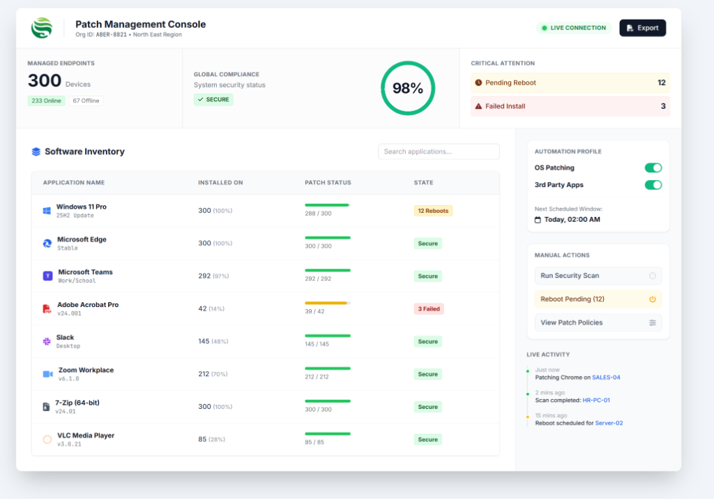 Patch Management Centralised Security Update Automation and Patch Compliance Across Devices