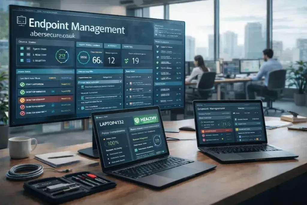 Dashboard view showing endpoint monitoring and device health status