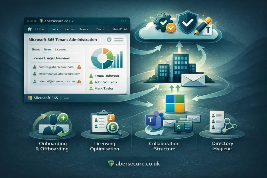 Expert Microsoft 365 Management services providing secure user onboarding and active licence cost optimisation for growing businesses.