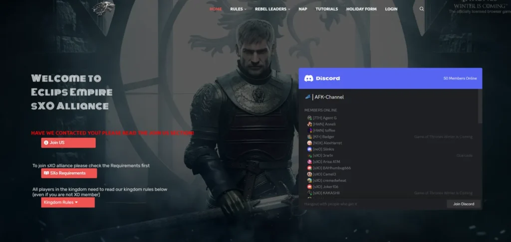 Screenshot of the “Sign in with Discord” button enabling private access to the alliance WordPress website