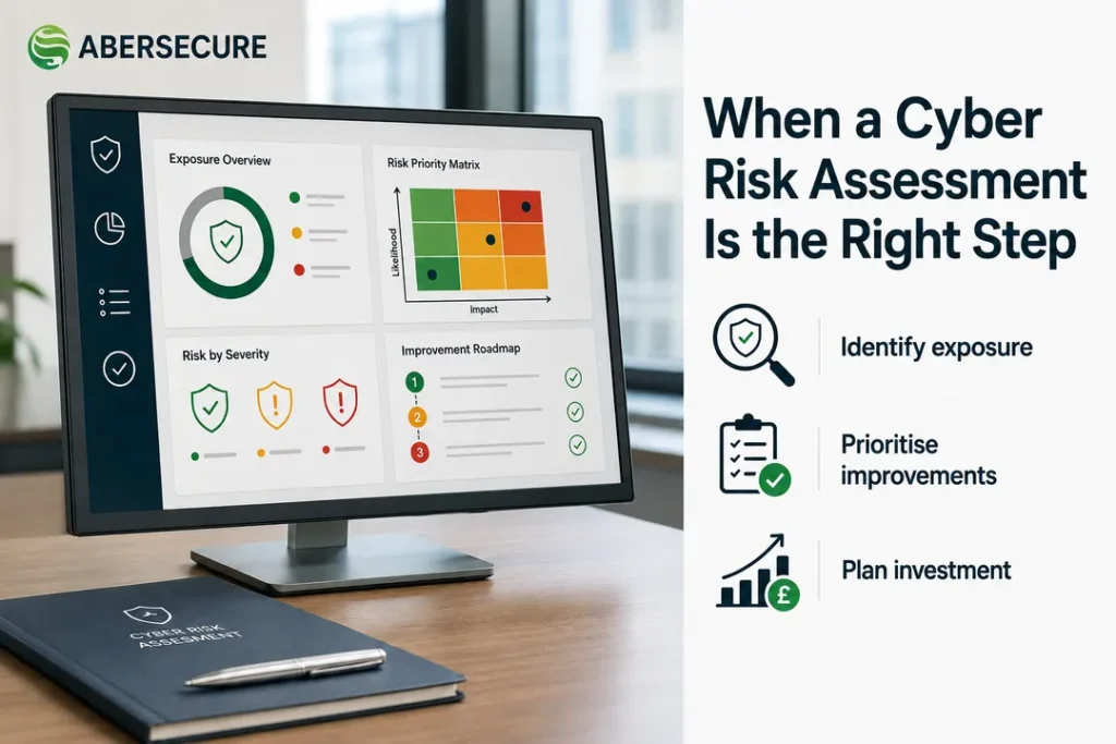 Cyber Risk Assessment Aberdeen showing business exposure, risk priorities and security improvements