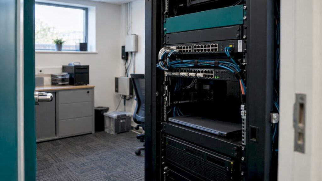 Network equipment in a small business communications room