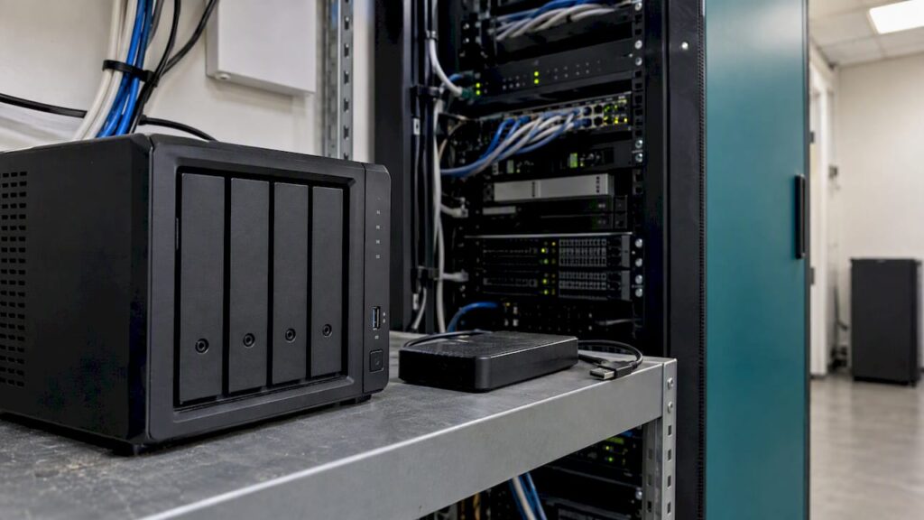 Business server and external backup drive