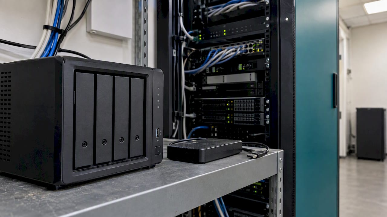 Business server and external backup drive